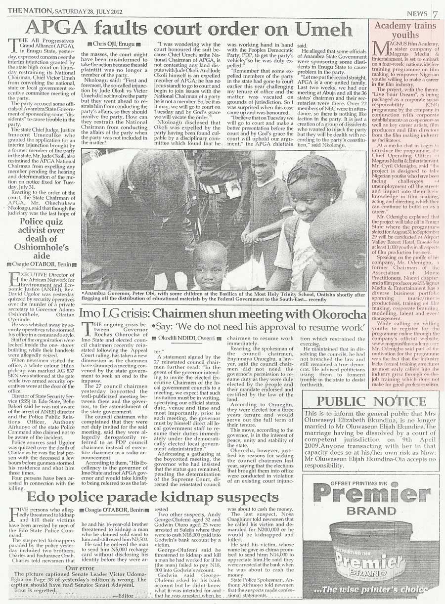 The Nation Newspapers - Academy trains youths
