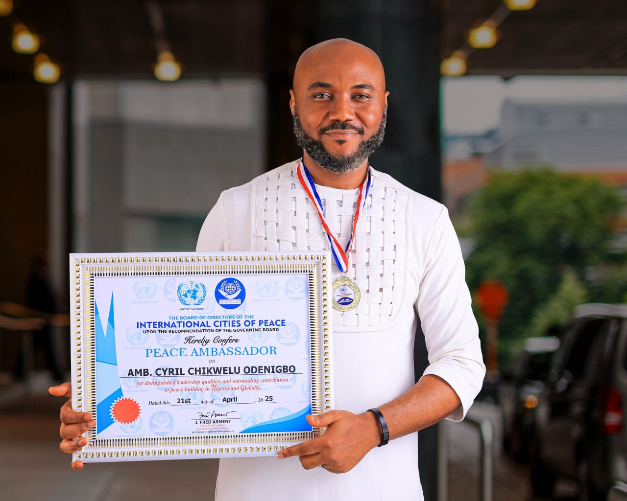 UN-Backed International Cities of Peace Honors Nigerian Media Icon Cyril Odenigbo as Peace Ambassador