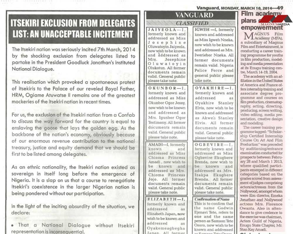 Vanguard Newspapers - Film academy plans career empowerment