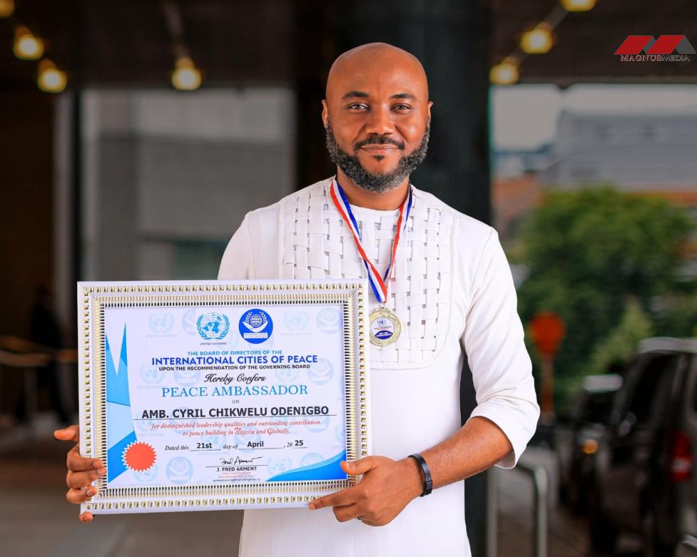 UN-Backed International Cities of Peace Honors Nigerian Media Icon Cyril Odenigbo as Peace Ambassador