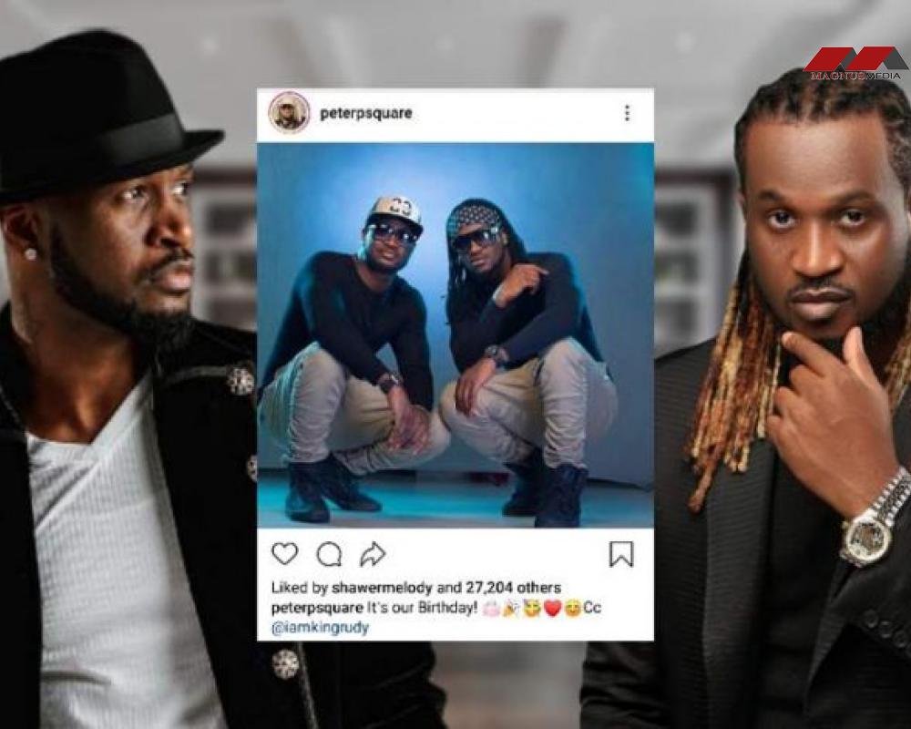 African's biggest duo Singer P-SUARURE celebrates their birthday together for the first time in five years Picture of birthday post Paul and Peter Okoye shared on Instagram