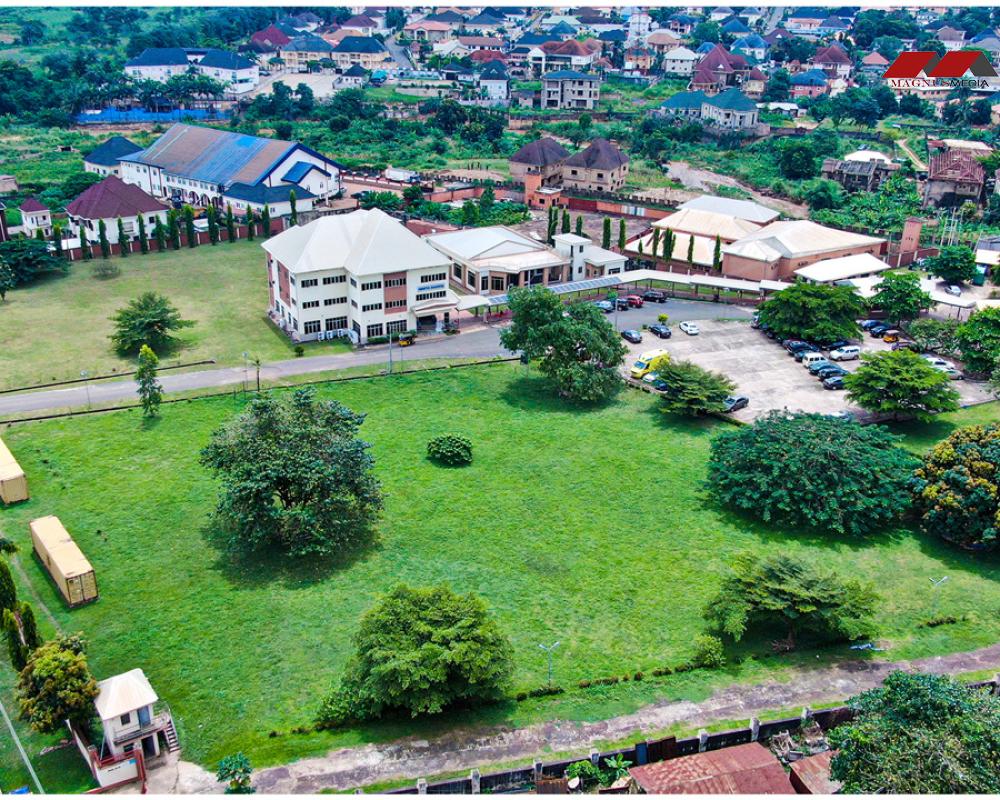 This aerial content showcases the hospital's striking architectural design, blending seamlessly with the surrounding landscape. MEMFYS HOSPITAL