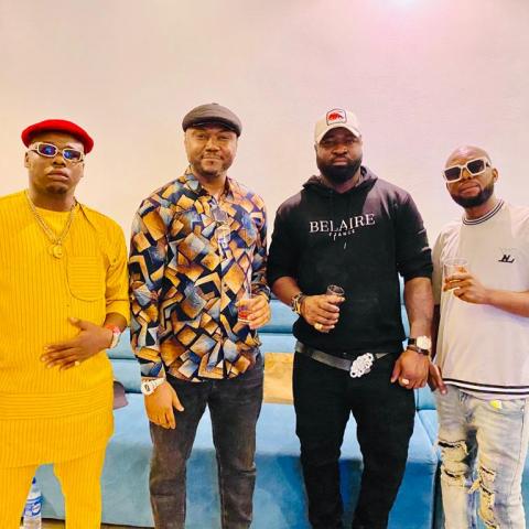Extreme left is Agu Promise, the Promise Music, followed by Magnus Media LTD Boss, Cyril Odenigbo, then the celebrity music Artist, Harrisong and Halogen So Efficient. artist 