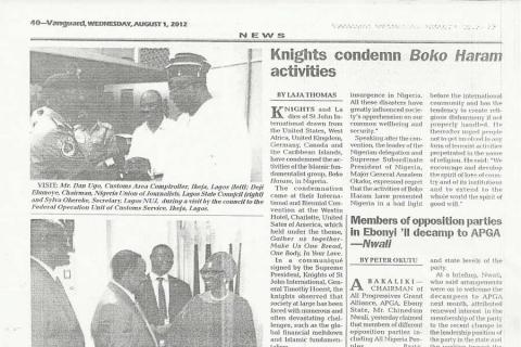 A press release by Vanguard Newspapers.