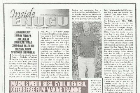 High Society Magazine - Magnus Media boss, Cyril Odenigbo, offers free film-making training. Grabs Segun Arinze, Zebrudaya, Mama G, Ngozi Nzeonu, others as instructors
