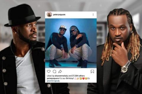 Picture of birthday post  Paul and Peter Okoye shared on Instagram