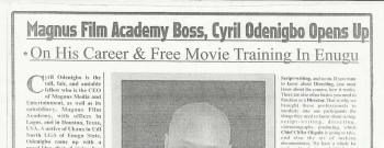 Magnus Film Academy boss Cyril Odenigbo opens up on his career and free movie training in Enugu